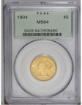 1904 $5 Liberty Half Eagle MS64